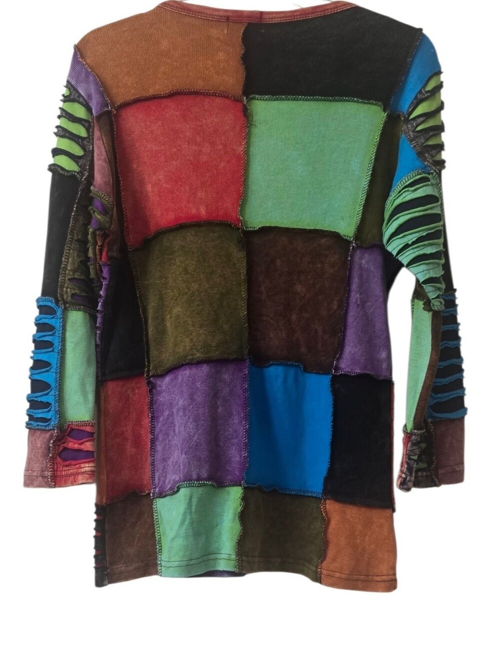 Rising International 90's Vintage Nepalese Multi Color Patchwork Top Size M - Picture 2 of 5